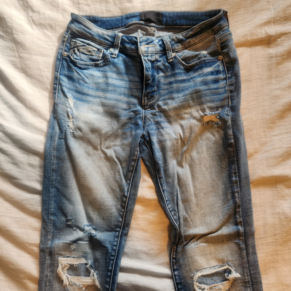 BKE Faded Blue Ripped Skinny Jeans